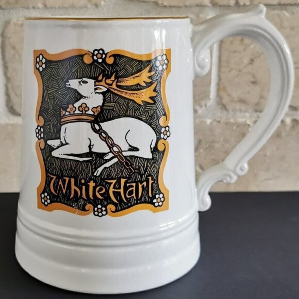 White Hart Stein Enoch Wedgwood Ye Olde Inn Large Mug Brewery Tankard Ren Faire